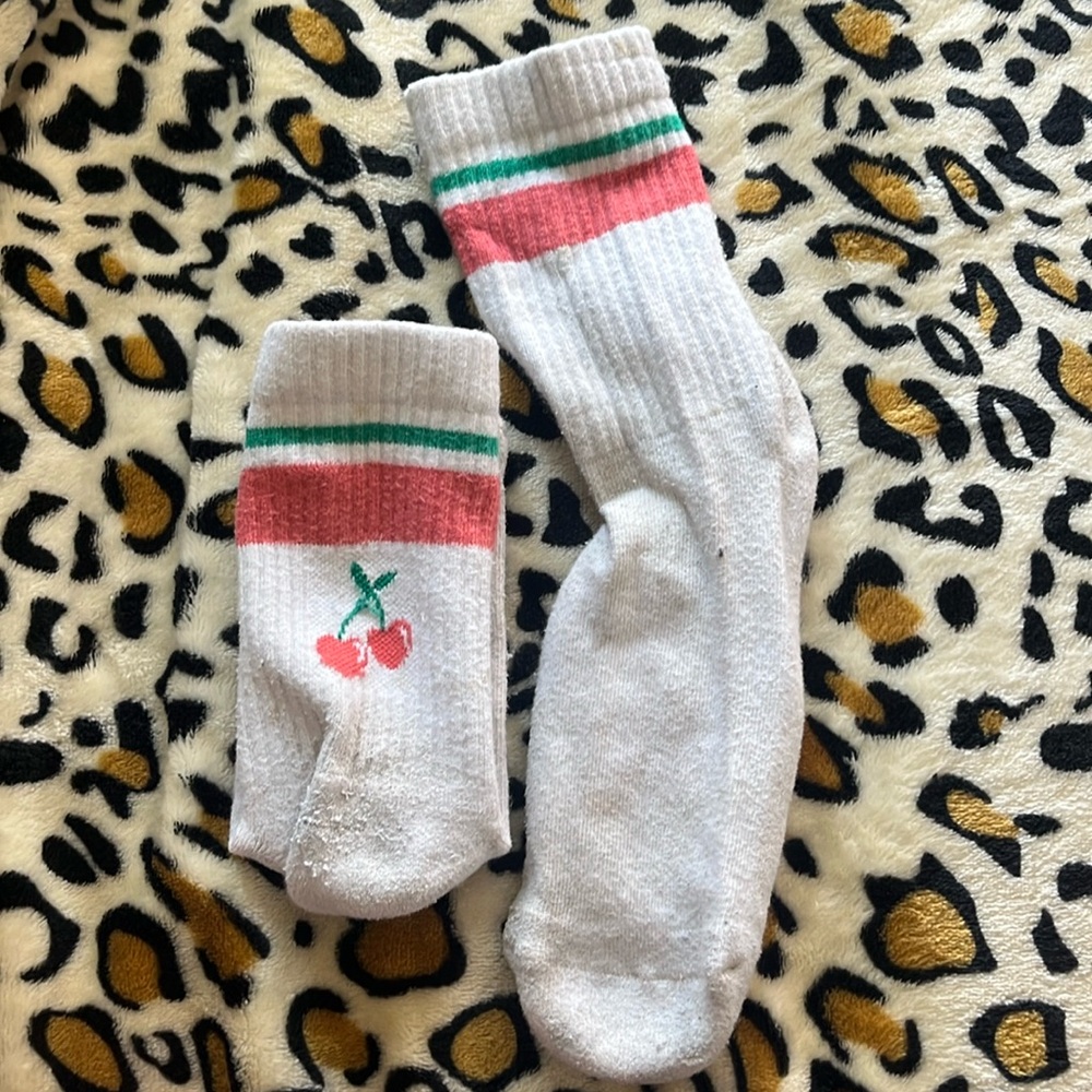 White cherry socks